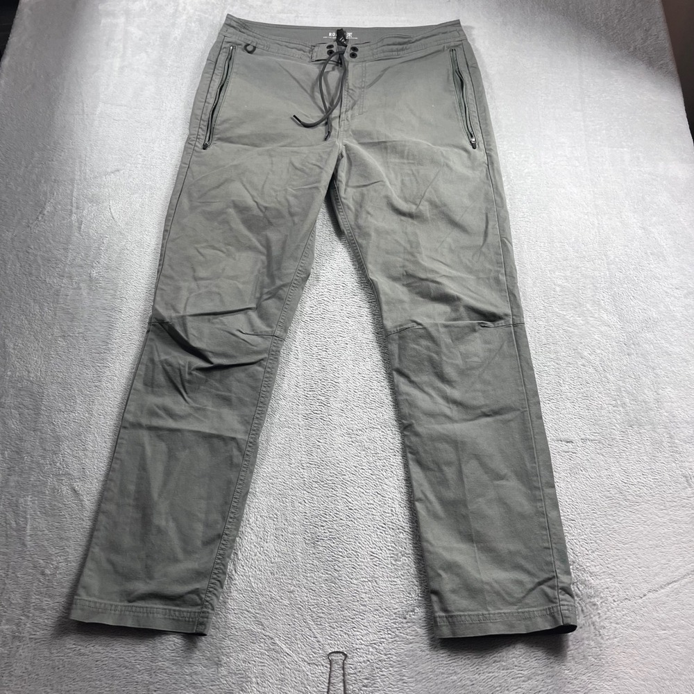 Roark Layover Pants Mens 33 Olive Green Cotton Nylon Stretch Travel Chino RP244